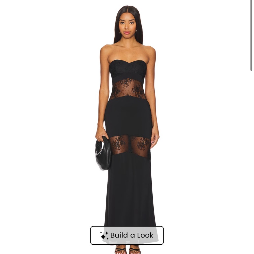 Elegant Black Lace Strapless Dress